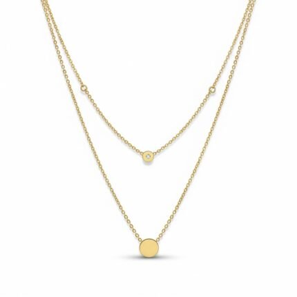 Layered Pendant Necklace | Minimalist Dainty Gold Vermeil Chains