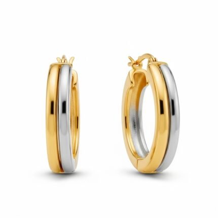 Modern Mixed Metal Hoop Earrings Two-Tone Gold & Silver for Women